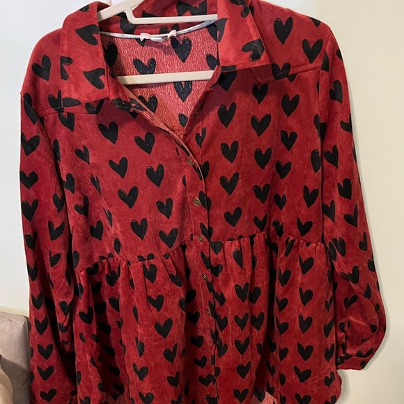 Umgee Tops - Umgee Red and Black Heart Blouse